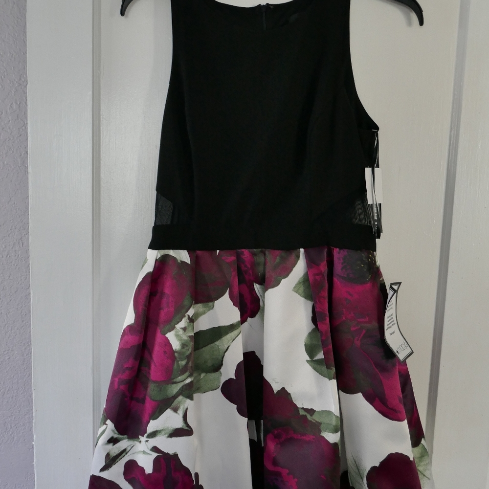 New Black and Floral Minidress- Size 14